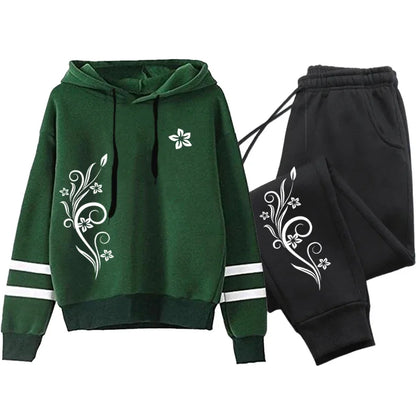 Qualité femmes survêtement quotidien en plein air automne hiver sweats à capuche décontracté une pièce rayure sweat et pantalons de survêtement confort Jogging