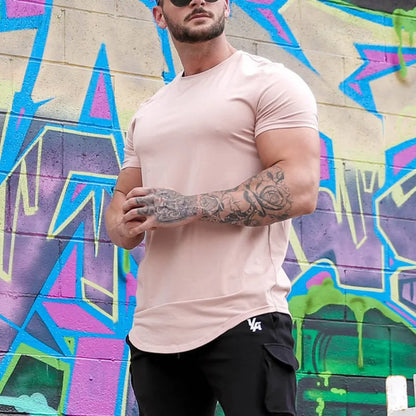 Sport Fitness T-shirt hommes musculation à manches courtes chemise d'entraînement entraînement Sport course Gym T-shirt été hauts T-shirt Rashgard