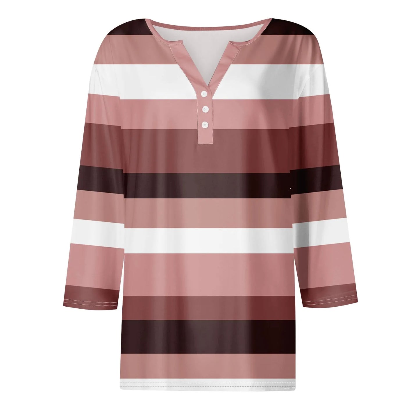 Pull décontracté à col en V pour femmes, manches 3/4, imprimé, été, délicat, 03/chemises, chemisiers