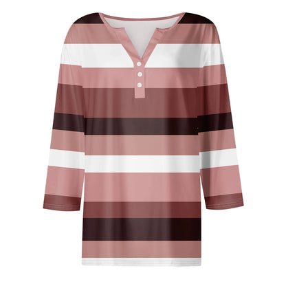 Pull décontracté à col en V pour femmes, manches 3/4, imprimé, été, délicat, 03/chemises, chemisiers