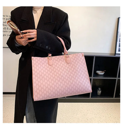 Sacs pour femmes de grande capacité en Europe et aux états-unis, sac à bandoulière rétro lettres classiques, sacs à main de banlieue en PU pour femmes