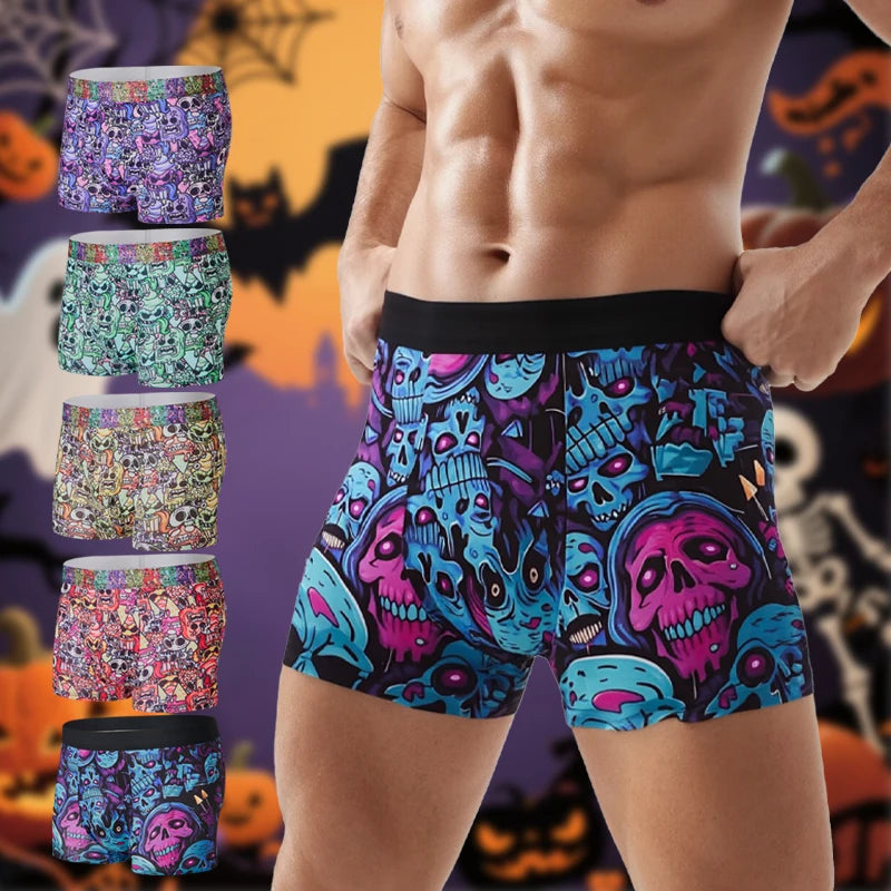 FARDLY 3 pièces cadeau d'Halloween pour hommes Boxer pour hommes sous-vêtements doux et respirants caleçons extensibles confortables