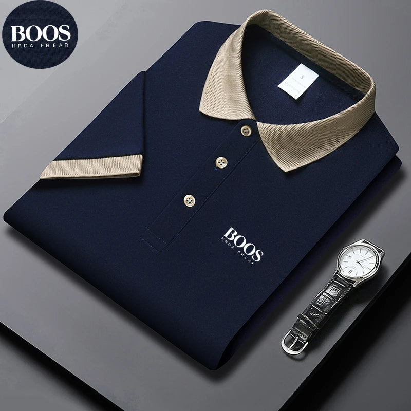 Polo d'été à manches courtes pour hommes, LOGO brodé, grande taille, T-shirt d'affaires en Nylon fin, respirant, de haute qualité