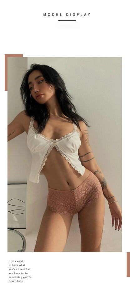 Culotte Sexy pour femmes sous-vêtements taille basse slip en dentelle transparente respirant doux Lingerie femme caleçon Sexy femme culotte