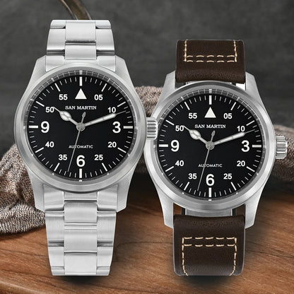 San Martin – montre pilote pour hommes, 37mm, Miyota 8215, mode Simple, militaire, automatique, mécanique, étanche à 100m, BGW-9