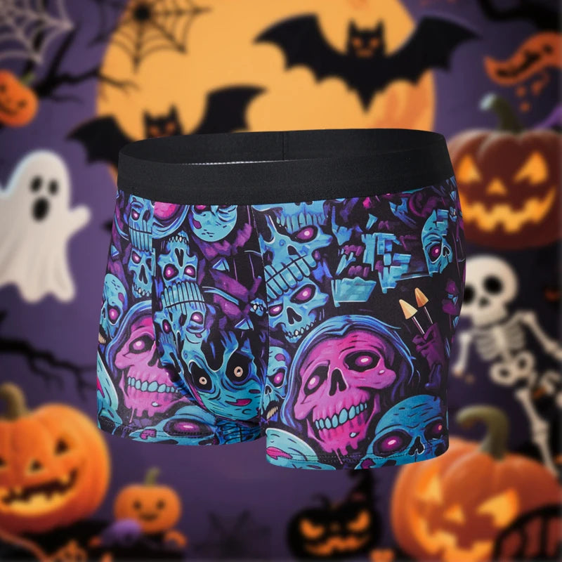 FARDLY 3 pièces cadeau d'Halloween pour hommes Boxer pour hommes sous-vêtements doux et respirants caleçons extensibles confortables