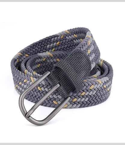 Ceinture en toile tissée pour hommes, tout élastique, extensible, pour garçons, jeunes pantalons polyvalents, Jeans, ceinture à la mode boutonnée
