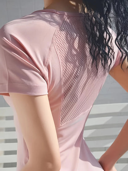 T-shirt de sport pour femmes, respirant, sexy, beauté du dos, vêtements de fitness, séchage rapide, entraînement de course, haut de yoga à manches courtes, été