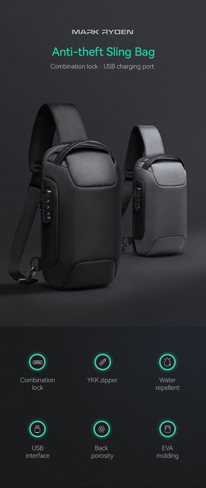 MarkRyden ODYSSEY MINI: sac à bandoulière étanche antivol de Style décontracté pour hommes