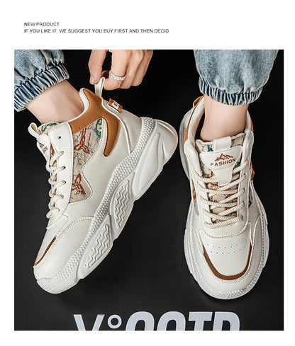 Chaussures de marche pour hommes, baskets montantes à semelle épaisse, antidérapantes, confortables, décontractées, tendance, Skateboard, nouvelle collection 2025