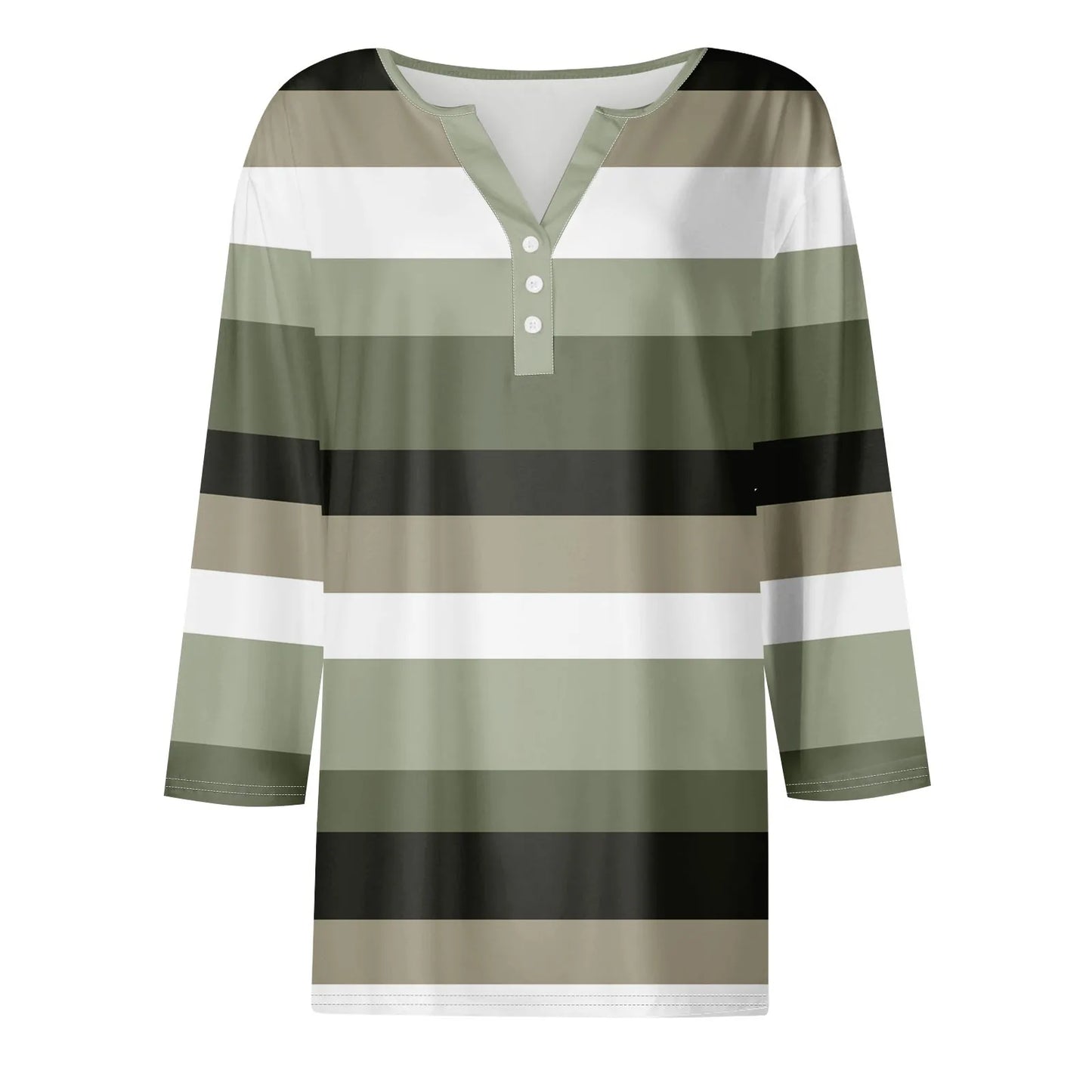 Pull décontracté à col en V pour femmes, manches 3/4, imprimé, été, délicat, 03/chemises, chemisiers