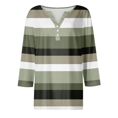 Pull décontracté à col en V pour femmes, manches 3/4, imprimé, été, délicat, 03/chemises, chemisiers