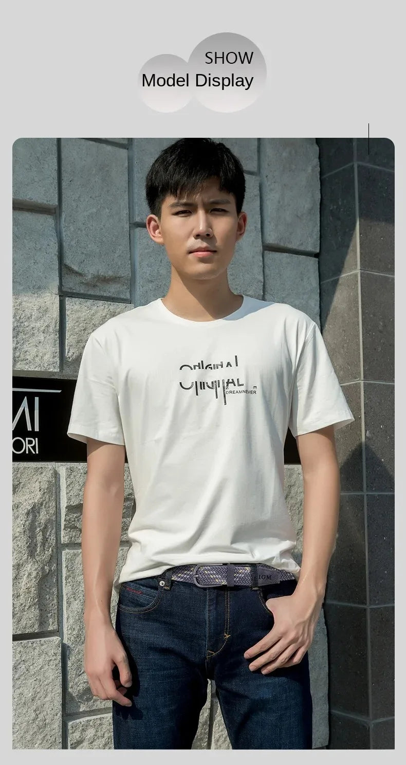 Ceinture en toile tissée pour hommes, tout élastique, extensible, pour garçons, jeunes pantalons polyvalents, Jeans, ceinture à la mode boutonnée