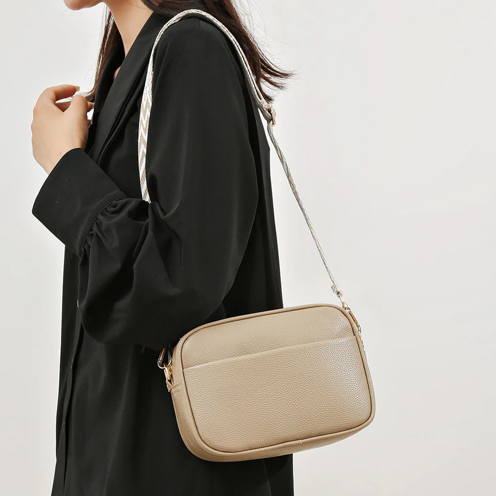 Sac à bandoulière en cuir pour femme, sac à bandoulière avec 2 sangles, sacs à main simples et solides, design de marque, mode