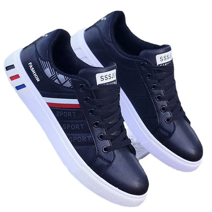 Hommes baskets chaussures décontractées chaussures plates pour homme Zapatillas Hombre léger en cuir Pu respirant chaussure hommes blanc sport Tenis chaussures