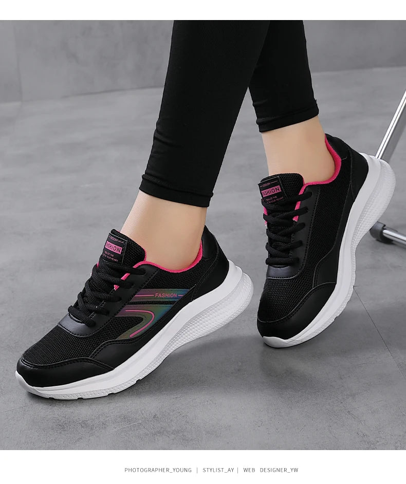 Chaussures de sport légères pour femmes, chaussures de course pour étudiants, non ald et absorbant les chocs, semelle souple pour mère, printemps et été