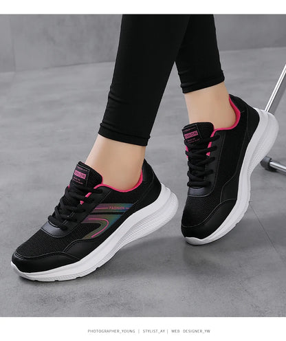 Chaussures de sport légères pour femmes, chaussures de course pour étudiants, non ald et absorbant les chocs, semelle souple pour mère, printemps et été