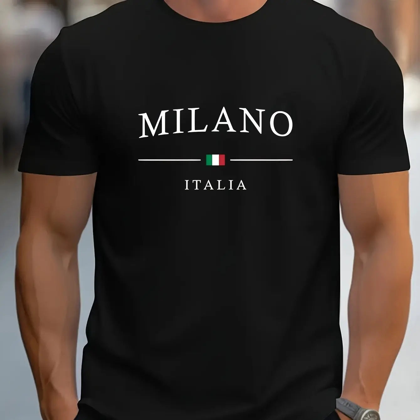 MILANO-T-shirt à Manches Courtes et Col Rond pour Homme, Haut Décontracté, Confortable, Lettre Imprimée, Été, 100% Coton, Mode