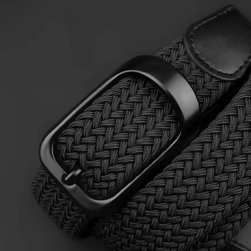 Ceinture tissée élastique en toile extensible pour hommes et femmes, sans trous, sans poinçon, pour pantalons d'étudiant polyvalents de Style coréen