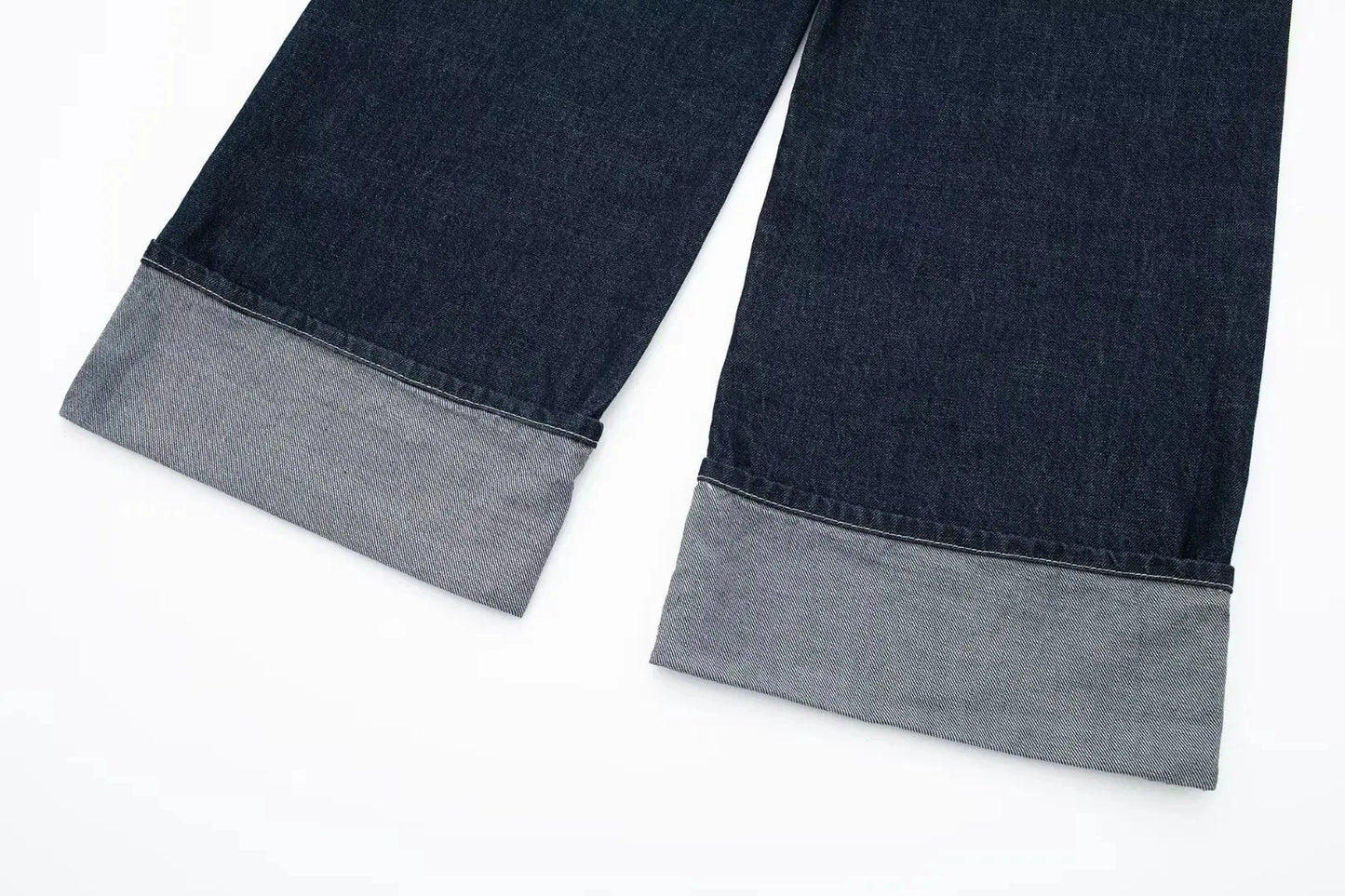 HH – costume en Denim Vintage pour femme, manteau à revers à manches longues et simple boutonnage + jean taille haute à jambes larges, ensemble de mode de rue, automne 2024