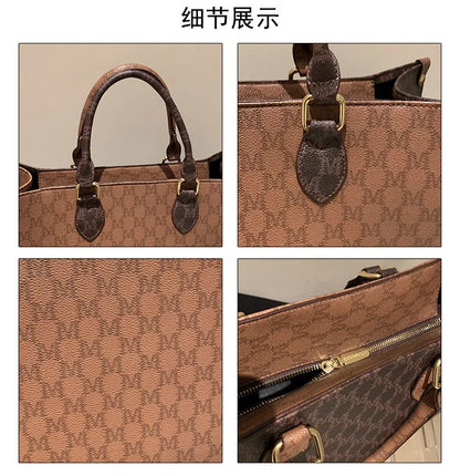 Sacs pour femmes de grande capacité en Europe et aux états-unis, sac à bandoulière rétro lettres classiques, sacs à main de banlieue en PU pour femmes