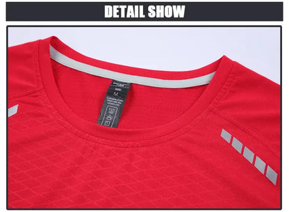 Hommes mince glace soie hauts course à manches courtes sport T-shirt gymnase Fitness entraînement musculaire sweat sec ajustement serré survêtements