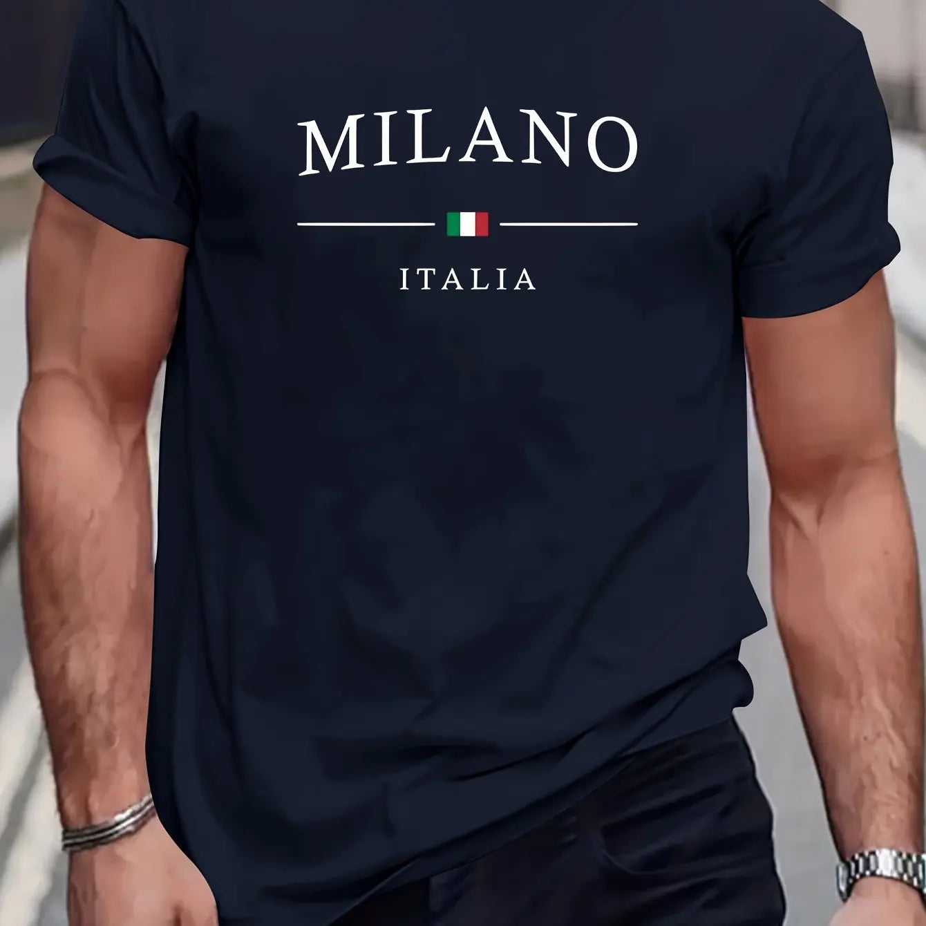 MILANO-T-shirt à Manches Courtes et Col Rond pour Homme, Haut Décontracté, Confortable, Lettre Imprimée, Été, 100% Coton, Mode
