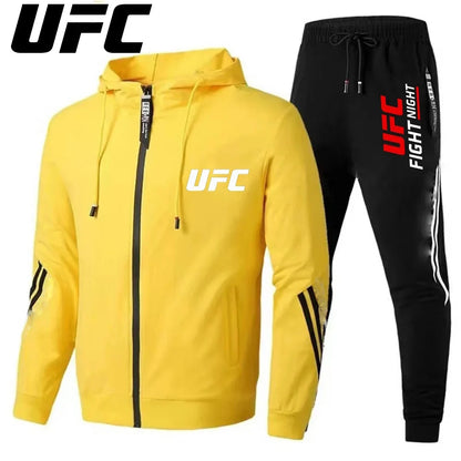 UFC – combinaison de sport de loisirs pour hommes et femmes, veste pantalon à la mode, ensemble de chapeaux de moto d'extérieur imprimés, nouvelle collection 2025