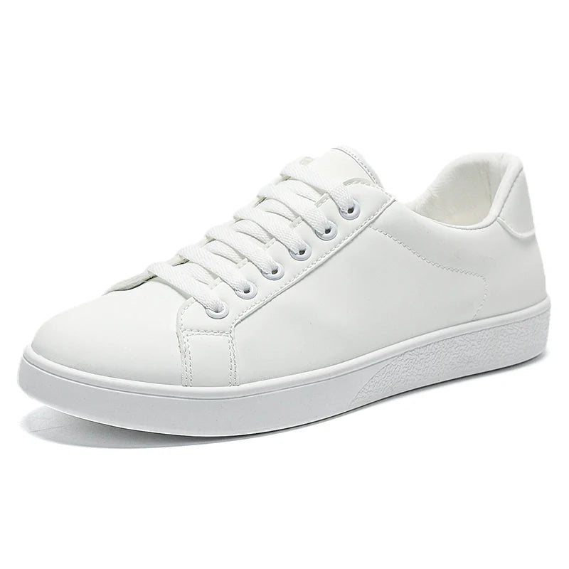 Chaussures vulcanisées pour hommes, baskets basses plates décontractées, blanches, Zapatillas Hombre, livraison directe, cuir noir
