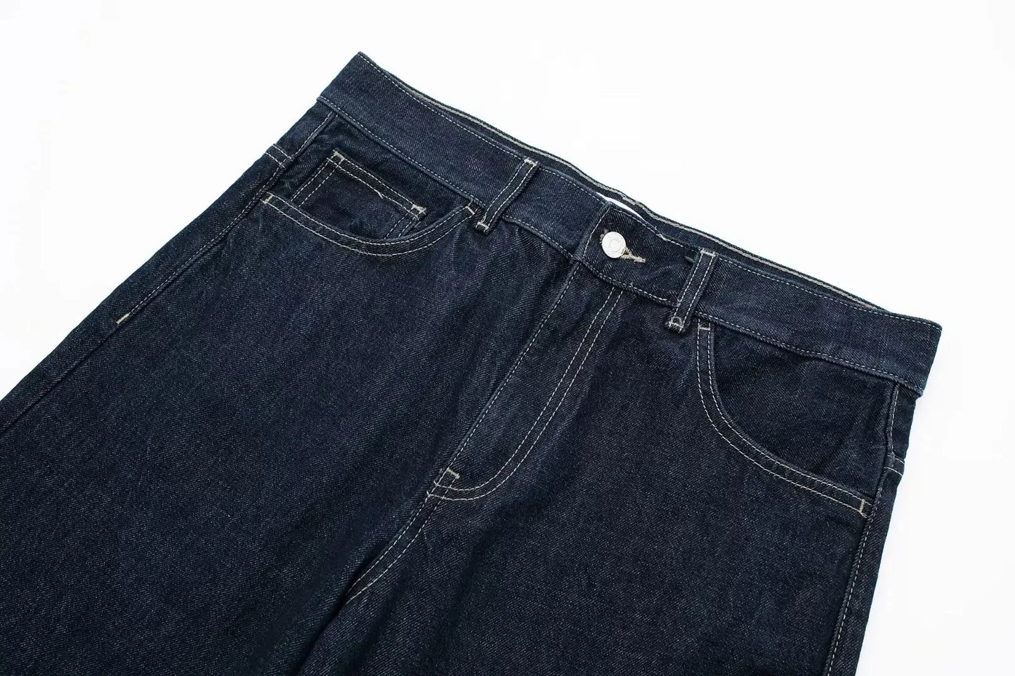 HH – costume en Denim Vintage pour femme, manteau à revers à manches longues et simple boutonnage + jean taille haute à jambes larges, ensemble de mode de rue, automne 2024