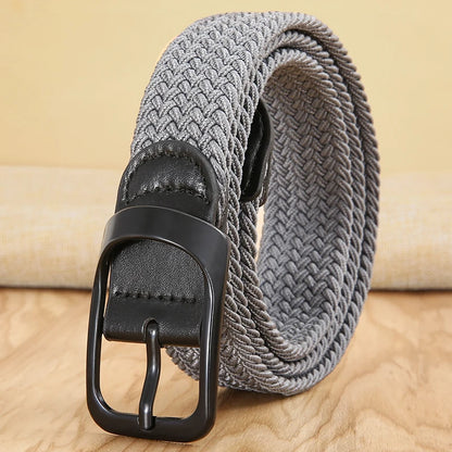 Ceinture tissée élastique en toile extensible pour hommes et femmes, sans trous, sans poinçon, pour pantalons d'étudiant polyvalents de Style coréen