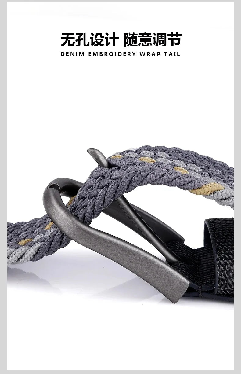 Ceinture en toile tissée pour hommes, tout élastique, extensible, pour garçons, jeunes pantalons polyvalents, Jeans, ceinture à la mode boutonnée