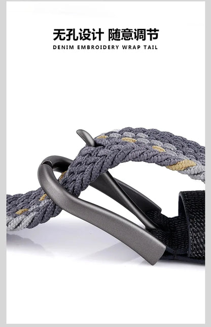 Ceinture en toile tissée pour hommes, tout élastique, extensible, pour garçons, jeunes pantalons polyvalents, Jeans, ceinture à la mode boutonnée
