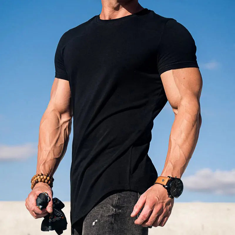 Sport Fitness T-shirt hommes musculation à manches courtes chemise d'entraînement entraînement Sport course Gym T-shirt été hauts T-shirt Rashgard
