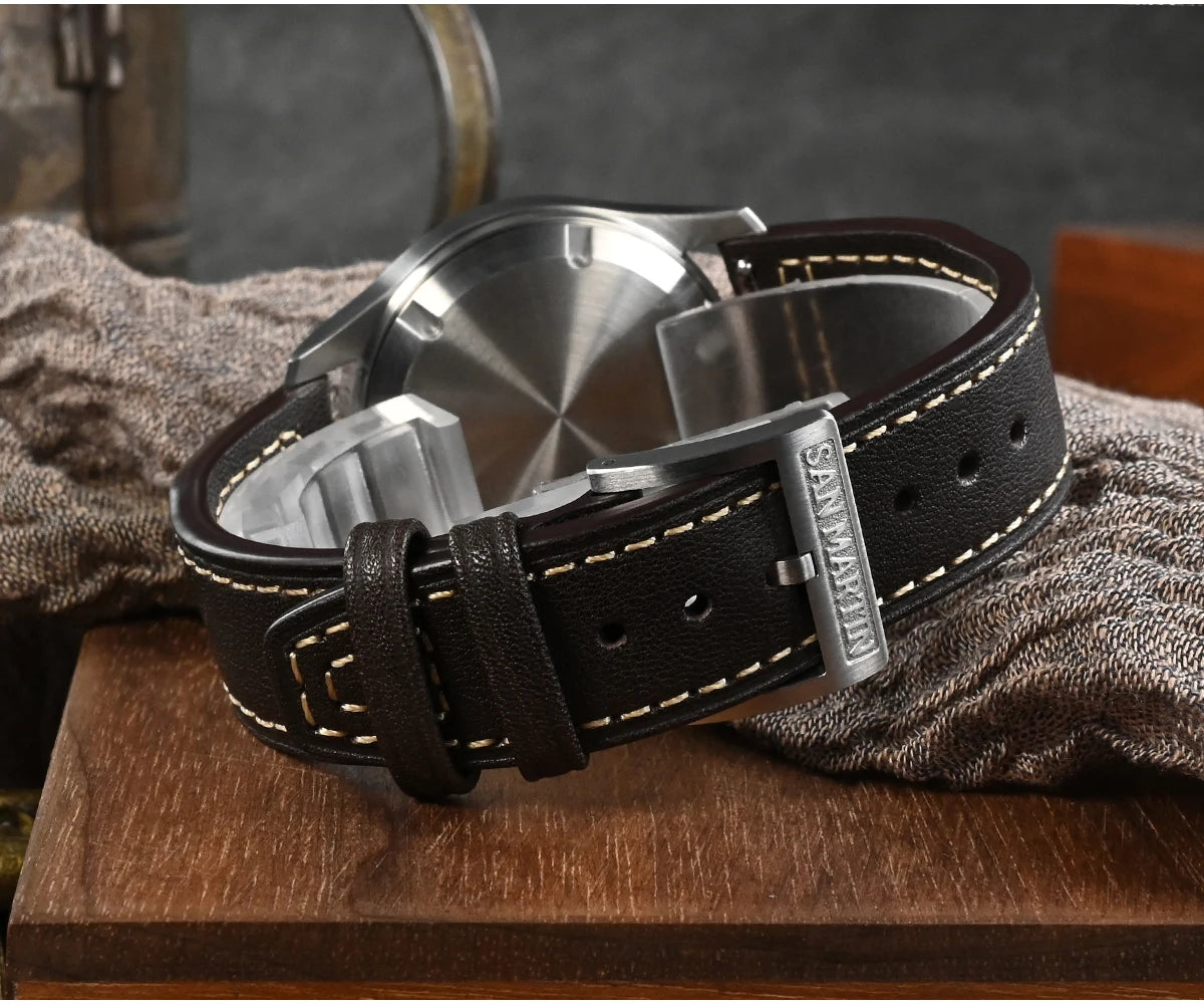 San Martin – montre pilote pour hommes, 37mm, Miyota 8215, mode Simple, militaire, automatique, mécanique, étanche à 100m, BGW-9