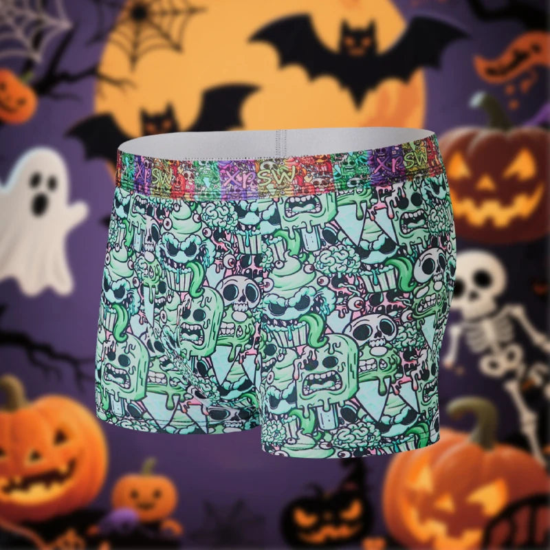 FARDLY 3 pièces cadeau d'Halloween pour hommes Boxer pour hommes sous-vêtements doux et respirants caleçons extensibles confortables