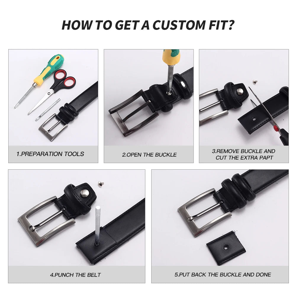 Ceintures en cuir à boucle ardillon pour hommes