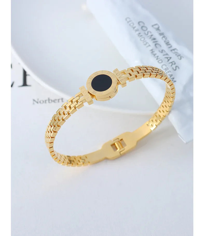 Femme Bijoux plaqué or 18 carats acier chirurgical retour à Rome amour lettre Bracelet chiffre romain Bracelet