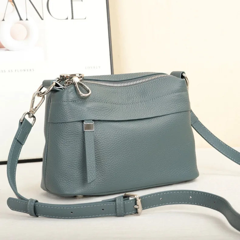 Sac à bandoulière en cuir de vachette pour femme, couche de tête, grande capacité, multi-compartiments, décontracté, sac à ati elles pratique, initié