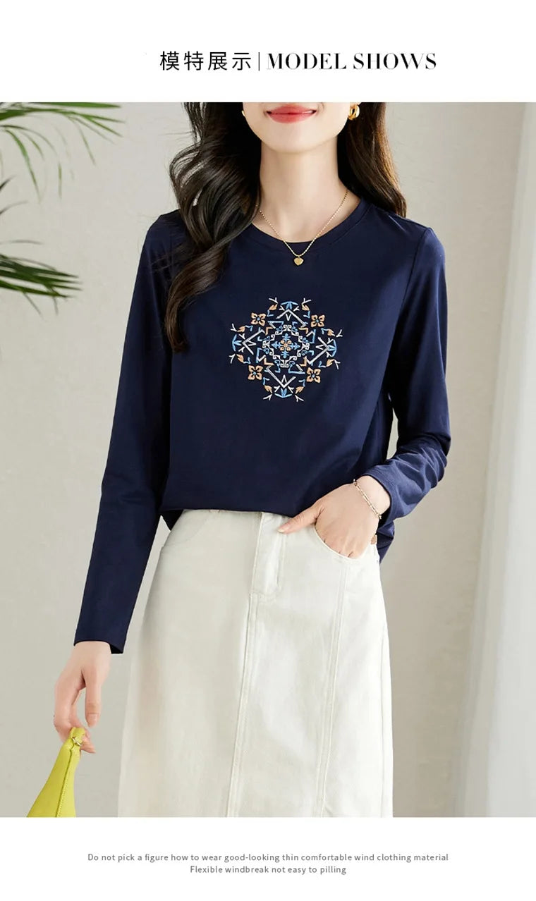 T-shirt à manches longues pour femmes, haut fin et ample, à la mode, intérieur et extérieur, printemps et automne, 2025