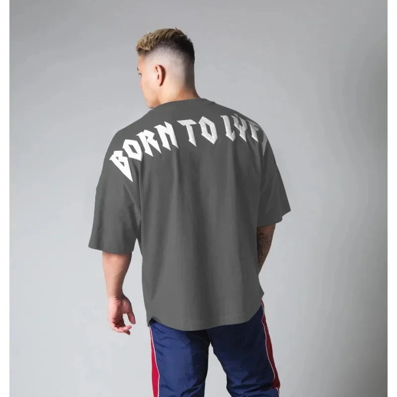 Coupe ample hommes été automne sport T-Shirt Fitness basket-ball à manches courtes élastique haut décontracté en Style coréen grande taille