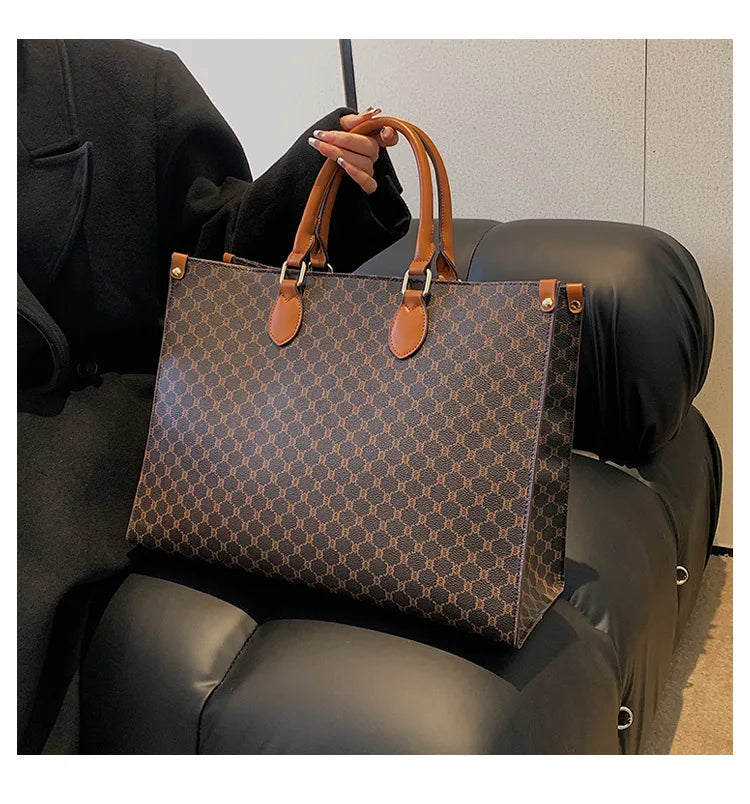 Sacs pour femmes de grande capacité en Europe et aux états-unis, sac à bandoulière rétro lettres classiques, sacs à main de banlieue en PU pour femmes