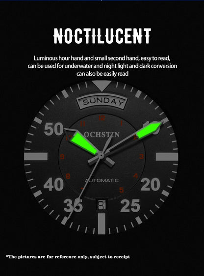 OCHSTIN hommes mode luxe mécanique automatique Date semaine montre couverture arrière transparente Design créatif avec cadran calendrier vert