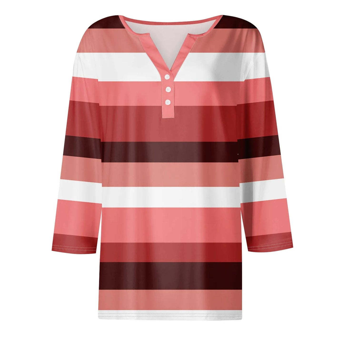 Pull décontracté à col en V pour femmes, manches 3/4, imprimé, été, délicat, 03/chemises, chemisiers