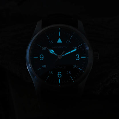 San Martin – montre pilote pour hommes, 37mm, Miyota 8215, mode Simple, militaire, automatique, mécanique, étanche à 100m, BGW-9