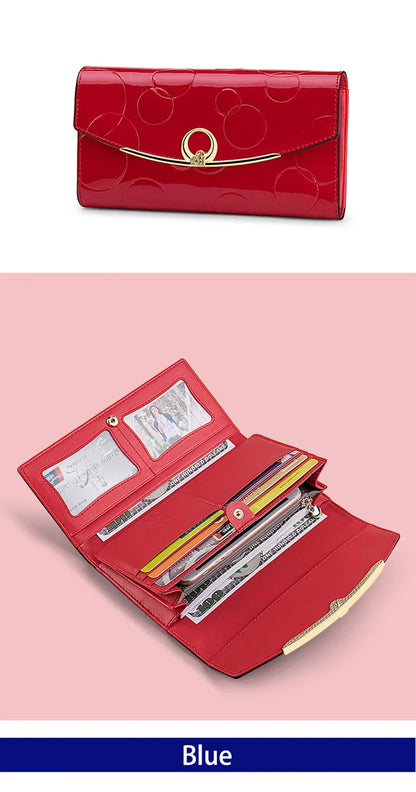 Portefeuilles en cuir véritable 	 Sacs à main de luxe pour femmes, porte-carte RFID, Long sac à main de bonne qualité, cadeau pour dames