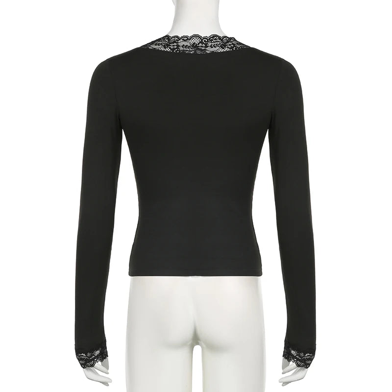 T-shirt femme nouveau Streetwear printemps mode décontracté mince T-shirt élégant femme Sexy noir dame polyvalent tricoté t-shirts vêtements