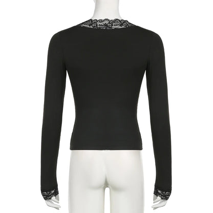 T-shirt femme nouveau Streetwear printemps mode décontracté mince T-shirt élégant femme Sexy noir dame polyvalent tricoté t-shirts vêtements