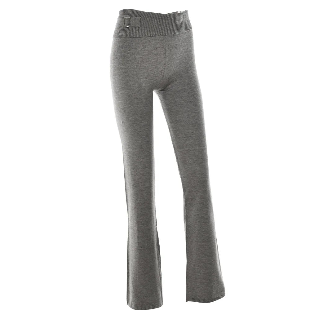 Ensemble tricoté 2 pièces pour femmes, survêtement à manches longues, fermeture éclair, pull à capuche, haut court, pantalon évasé, extensible, assorti, tenue