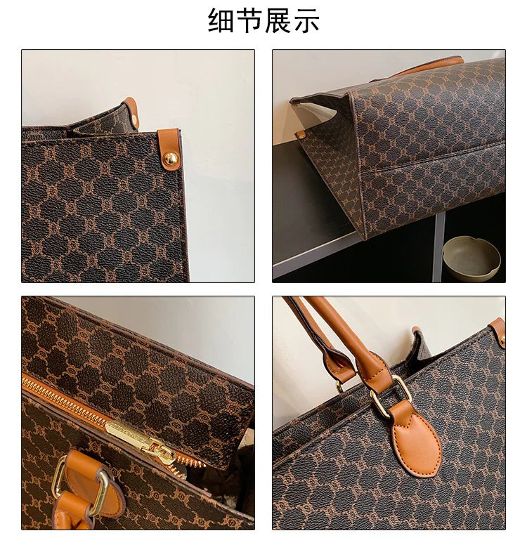 Sacs pour femmes de grande capacité en Europe et aux états-unis, sac à bandoulière rétro lettres classiques, sacs à main de banlieue en PU pour femmes